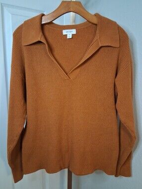 On 34th Rust Colored Collared Sweater Medium